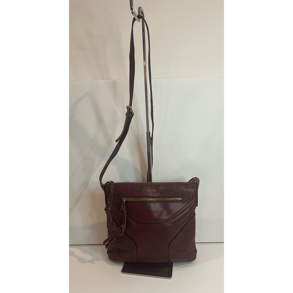 Joe's Jeans Crossbody Bag Women OS Maroon Excellent Leather Tassel